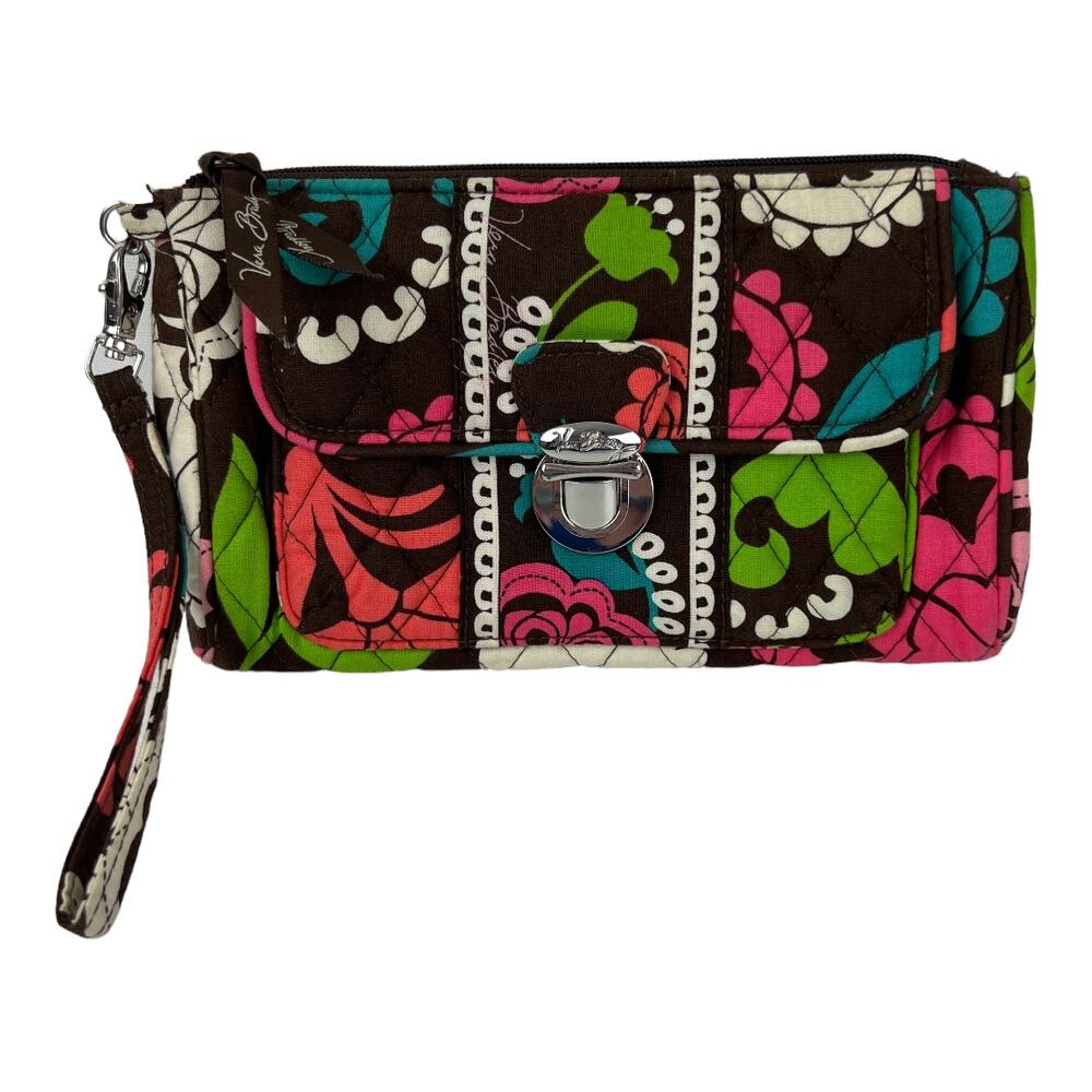 Vera Bradley Pushlock Wristlet Lola Brown